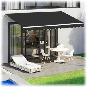 Tissu De Rechange pour Store Banne Rétractable Manuel Toile pour Store Banne De Terrasse Toile D'Auvent pour Extérieur en Polyester Issu De Remplacement pour Auvent Balcon(Noir,7x2.0m) (MMYMY, neuf)