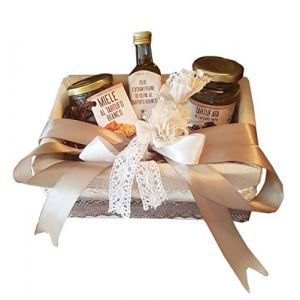 Coffret cadeau en bois color&eacute; fait &agrave; la main - r&eacute;utilisable - avec 3 produits &agrave; la truffe de votre choix - id&eacute;e cadeau (Miel Huile Sauce &agrave; la Truffe) (il Borgo del Tartufo, neuf)