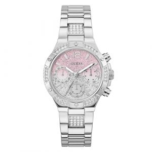 Guess Montre Harlow pour Femme en Argent 38 mm avec Bracelet en Acier Inoxydable et Protection Contre l'eau 3 Bars &ndash; GW0950L1 (Acotis Jewellery Limited, neuf)