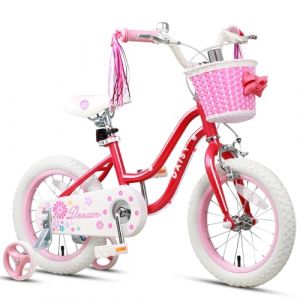 Glerc Daisy vélo pour Enfants 16 Pouces 4 5 6 7 Ans Fille vélo avec Streamer Panier stabilisateur et Cloches Rouge (BikeJune-EU, neuf)