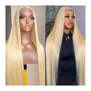 perruque blonde # 613 Wig frontale en dentelle HD 8-32 "Long Homme à cheveux humaine Wig brésilien Brésilien Remy Hair Blonde Blond en dentelle transparente Perruque frontale pour femmes (Luancheng District Liu Yihan Daily Necessities Dep, neuf)