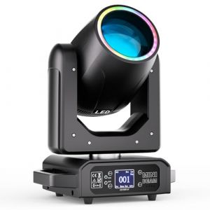 200W Lyre LED Mini Beam lumi&egrave;re de sc&egrave;ne 12 couleurs 12 Gobos RGBW Prisme Coloration Faisceau Stroboscopique Focus &eacute;lectronique Jeu de Lumiere pour Disco DJ Club F&ecirc;te Bar No&euml;l Th&eacute;&acirc;tre (BILIN-STORE, neuf)