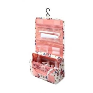 Trousse De Toilette Originale Femme Le-Globe-Trotteur Fleurs Bordeaux Pliable Imperméable Avec Poignée De Transport Pour Produits Beauté Et Douche (Smiley Rose) (PJSshop, neuf)