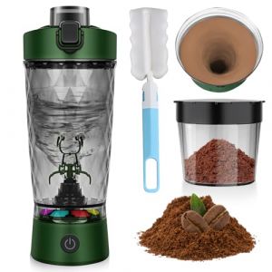 WIYETY Shaker électrique avec compartiment à poudre : 650 ml, mélangeur automatique de protéines avec brosse, shaker protéiné rechargeable, shaker protéiné, shaker de protéines, agitateur de culture (CAUSEWAY CONSTRUCTINO, neuf)