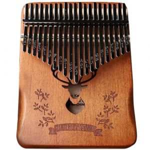 Piano &agrave; pouce Kalimba 21 touches en bois Kalimba Piano &agrave; pouce accord&eacute; portable avec sculpture portable pour enfants, adultes, d&eacute;butants, cerf Pia (thouandWei, neuf)