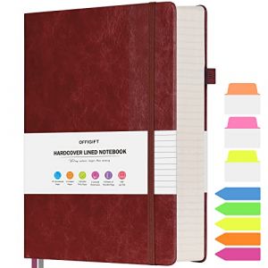 Grand carnet ligné, format A5, ligné, 314 pages numérotées avec autocollants, papier épais 100 g/m², couverture rigide, journal en cuir vegan pour femme, homme, école, bureau (GanFenDirect, neuf)