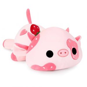 shownicer Peluche Vache - Doudou en peluche Kawaii - Vache en peluche - Oreiller en peluche - Jouet - Vache laiti&egrave;re en peluche - Coussin &agrave; lancer - Cadeau pour enfants filles de 12 ans et plus (Rose (LetsGobro!, neuf)