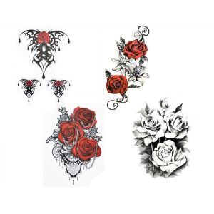 Tatouages roses - Faux tatouage - Motif bois de cerf - Rose - 4 (Beyond Perfection, neuf)