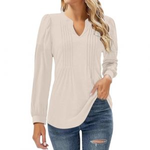Tunique Femme Tunique Blanche Femme Chemisier Femmes Chic T-Shirts &Agrave; Manches Longues Chemise A Carreaux Col Amovible Brod&eacute;e Souple Surchemise Lin Manche Courte 3/4 Elegant (Uwdiohq, neuf)