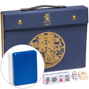 Yellow Mountain Imports &ldquo;Bleau Royal&rdquo; Jeu de Mahjong Chinois avec 146 tuiles Taille Moyenne (Coffret Vinyle Bleu) &ndash; exclusivement pour Jeu Chinois [「皇天藍」中國麻將] (Yellow Mountain Imports EU, neuf)