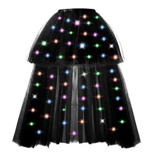 Hifot Jupe Tutu LED pour Femme, Tutu en Tulle Ballet de Danse Lumineuse Jupe Tulle Femme Danse et Ballet Déguisement Noel Halloween Accessoire - Piles Non Incluses (Bpeow eu, neuf)