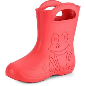Ladeheid bottes de pluie femme ultra l&eacute;g&egrave;res en EVA imperm&eacute;ables semelle antid&eacute;rapante poign&eacute;es faciles motif grenouille LA-CA-09 (Corail, 40/41 EU) (Hisert, neuf)