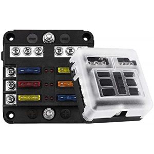 GIDREN 6 Voies Boîte Fusibles 12V, Porte Fusible Blocs Fusible Lame avec 16 Fusibles 6 Voyants LED Couvercle de Protection pour 12V/24V Voiture Automobile Bateau Marine Camion SUV (GIDREN, neuf)