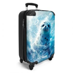 NoBoringSuitcases.com Valise Cabine Enfant 55x35x25 cm - Bagages Roulettes Motif B&eacute;b&eacute; Phoque - Bleu (NoBoringSuitcases, neuf)