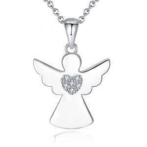 Jrêveinfini Ange Gardien Collier Femme Enfant Fille Argent 925, Personnalisé Porte Bonheur Collier Pendentif Femme, Cadeau Fete Des Meres Anniversaire Femme Maman Bapteme Communion Fille (Infinitedream, neuf)