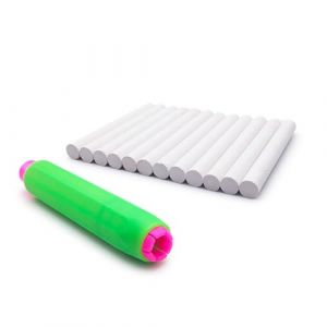 Leddy Living Lot de 12 craies blanches avec porte craie réglable - Craies pour tableau noir, école, bureau et maison - Écriture claire, facile à utiliser et à effacer (Powersell ITA, neuf)