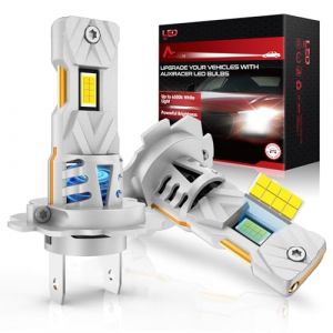 AUXIRACERAmpoules H7 LED 30000lm 120W, Ampoules de phare voiture et moto, Kit d'ampoules 12v pour feux de route ou feux de croisement, 1:1 taille halogène, Plug and Play, 6500k lumière blanche, 2pcs (SLINN LIGHT, neuf)