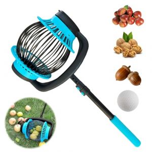 YEOOIYCW Collecteur de noix - Extensible 66 à 126 cm - Avec grand panier de récolte - Pour noix, pommes, glands et fruits tombés - Rouleau à noix, cueille-boules, ramasse-pommes (B) (PRUTEANU STORE S.R.L., neuf)