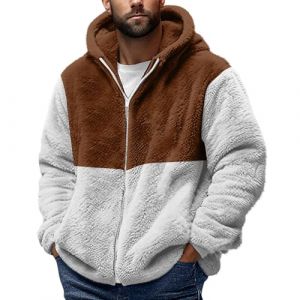 G&eacute;n&eacute;rique Veste Polaire Homme Blouson Polaire Blousons en Peluche Chaud Manteau Teddy Fleece Double Face Hoodie avec Fermeture &Eacute;clair Veste Pilou Pilou Homme Cardigan V&ecirc;tements Brun 3XL (peibaishuno, neuf)