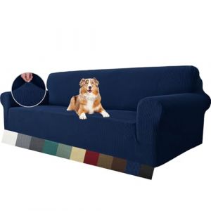 MAXIJIN Housse de canap&eacute; Super Extensible pour canap&eacute; 4 Places, tr&egrave;s Grande Housse de canap&eacute; Universelle Jacquard Pet Dog Furniture Protector Housse de canap&eacute; ajust&eacute;e (4 Places, Bleu Marine) (MAXIJIN EUSHOP, neuf)