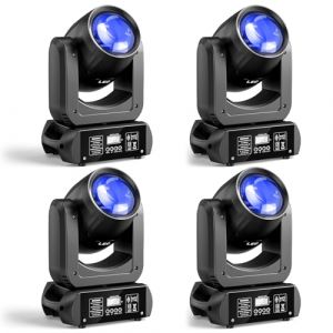 Lot de 4 spots 150W Lyre LED DMX512 Spot Beam RGBW GOBO 18 Prisme DJ Disco Party Lumière pour mariage, spectacle de lumière, bar, club, Noël (CHENGZHUO STORE, neuf)