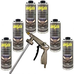 LudwigLacke Protection anti-gravillon protection de soubassement recouvrable 6kg NOIR & 1 pistolet de pulv&eacute;risation (Ludwiglacke2013, neuf)