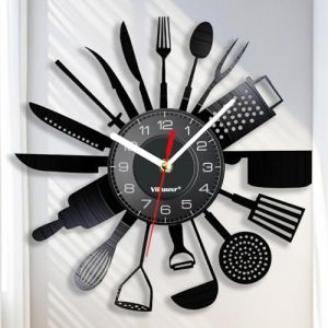 Viiluuxr Horloge Murale Silencieuse 30 cm Design Nostalgieen Disque Vinyle D&eacute;coration Murale Cuisine Salon Restaurant Id&eacute;e Cadeau No&euml;l Nouvel an Saint Valentin Cr&eacute;ative Horloge Noire. (Viiluuxr, neuf)