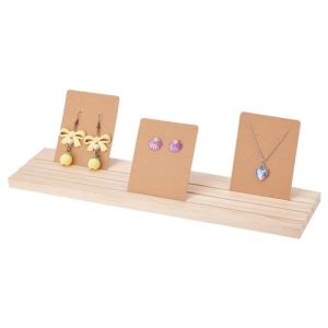 PH PandaHall Support de boucle d'oreille en bois &agrave; 3 fentes, Pr&eacute;sentoir de boucles d'oreilles Porte-cartes de visite en bois Plateau organisateur de bijoux en bague pour spectacle, 30x7.8x1cm (Yizhou EU, neuf)
