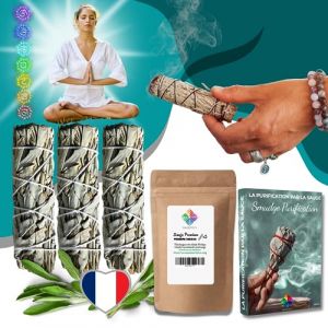 Sauge Blanche Purification &agrave; Bruler x3 Batons 10 cm + Ebook Pratique (PDF) &ndash; B&acirc;tonnets de Sauge Am&eacute;rindienne pour Purifier Les &Eacute;nergies N&eacute;gatives et Esprits (Majestic's Boutique, neuf)