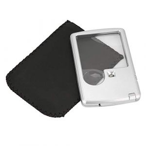 Loupe de Carte de crédit avec lumière LED 3X 6X Double lentille de Poche loupe de Taille Carte loupe LED Lumineuse loupe carrée avec étui en Cuir pour la Lecture (Fosdave-EU, neuf)