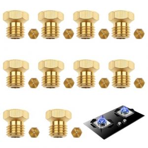 QEAS 10 Pi&egrave;ces Gicleur Gaz Butane Universels, Gicleur Gaz de Ville, Injecteur de Gaz Gicleur Bouteille Kit 0.5/0.7/0.7/0.87/1.02mm, Injecteur Gaz Butane pour Cuisini&egrave;re de Br&ucirc;leur au Propane (ZhangQuanXi, neuf)