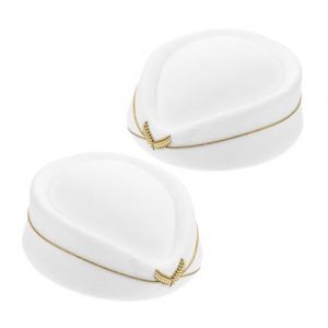 Homoyoyo 2 Pièces Chapeau D'hôtesse En Fausse Déguisement Hôtesse De L'air Femme Chapeau De Capitaines Pour Femmes Costume D'hôtesse De L'air Blanche Imitation Monny (meRIoy, neuf)