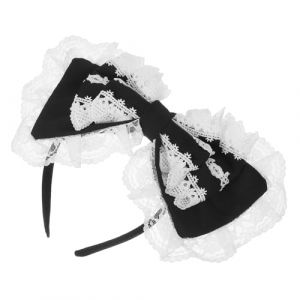 VALICLUD Arc Bandeau Bandeau De Costume De Femme De Chambre Casque De Femme De Chambre Accessoires Lolita Couvre-chef Lolita Casque Bijoux De Cheveux Heaves De Cosplay Noir Dentelle (MOUBACK, neuf)