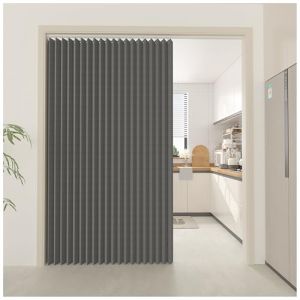 APMOE Rideaux de Porte de Style Accordéon pour Portes, Rideau Porte Entrée avec Bouton Magnétique Anti Froid et Chaleur, Rideau Separation de Piece pour Salon et Cuisine(Gris,200x220cm) (APMOE Official, neuf)