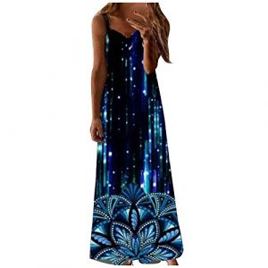 Robe Ete Femme Ronde Chic Été Robe de Plage Casual Grande Taille Robe Manches Courte Unie T-Shirt Bohême Midi Dress Robe Mi-Longue Chic élégante Sexy Robes Courte Rétro Jupe Robe Soiree Pas Cher (BAULMD（90% Big Promotion Without Discount Code ）, neuf)