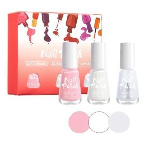 Lot de 3 vernis &agrave; ongles &agrave; base d'eau, blanc et noir, s&eacute;chage rapide, pour nail art, blanc + rose + transparent (sencanChangTing, neuf)