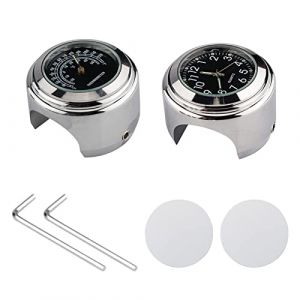 Shkalacar Horloge et Thermomètre de Guidon de Moto - Montre Numérique Imperméable Montée sur Guidon 22mm-25.4mm (7/8inch-1inch) (RaiJun, neuf)