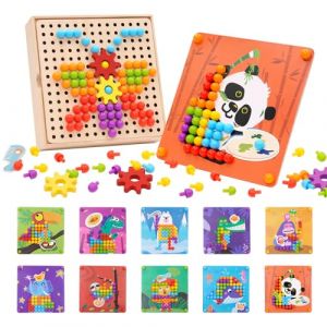 Jeux Mosaïque Enfant 2 3 4 5 Ans, Jeu de Mosaïque avec 180 Perles Enfichables et 10 Cartes, Activités Manuelle Enfant, Mosaique Loisir Creatif Enfant d'apprentissage Précoce pour Les Garçon Filles (suncitykids, neuf)