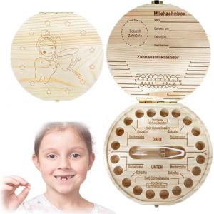Bo&icirc;te &agrave; dents de lait en bois, bo&icirc;te &agrave; dents de lait pour filles et gar&ccedil;ons, bo&icirc;te &agrave; dents de lait en bois avec nom &agrave; poser, bo&icirc;te &agrave; dents pour cadeaux de la petite souris avec fonction pr&eacute;sentoir (ROBFLOR MARKET CARS, neuf)