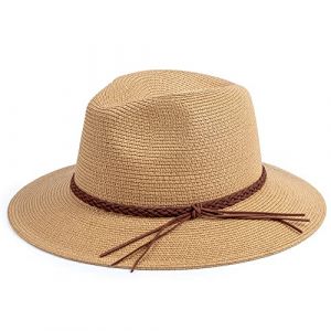 DRESHOW Femme Homme Chapeau de Paille Panama Chapeau Été Large Bord Chapeau de Soleil Anti-UV pour Plage Voyage Chapeau de Soleil (Dreshow, neuf)