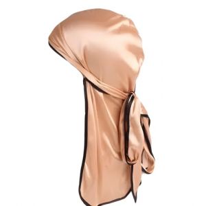 AFROCLASS - Durag satin soyeux silky, Parfait pour Les Waves, Les Tresses et Les Locs, Premium Silk du Rags pour Hommes et Femmes, Bande Longue et Large, Durag Satin Ultra Doux (Doré/Noir) (AFROCLASS, neuf)