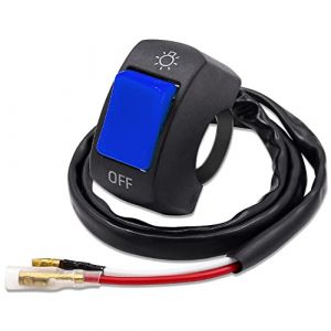 YnGia 7/8 pouces interrupteur de guidon de moto, interrupteur &agrave; bascule universel de guidon avec bouton poussoir marche/arr&ecirc;t pour U5 U7 U2 LED phare Scooter &eacute;lectrombile (Blue) (YuanDZ, neuf)