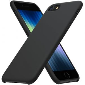 ORNARTO Coque pour iPhone SE 3 2022 5G en Silicone Case, iPhone 7/8 Case Fine en Caoutchouc Liquid Silicone Cover Protection Anti-Choc Coque pour SE(2022)/SE(2020) 4,7 Pouces Noir (ORNARTO FR, neuf)