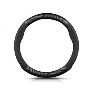 Ergocar Forme Ronde Fibre de Carbone & Microfibre PU Cuir Couvre Volant Antid&eacute;rapant Couvre Volant Voiture Respirant Sport Housse Volant Voiture pour Diam&egrave;tre 38cm（15"）-Noir (koodosq O&Uuml;, neuf)