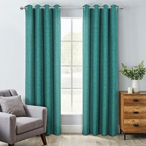 always4u 100% Rideau Occultant, Rideaux Salon Isolant Thermiques en Faux Lin, Tissu Doux Infroissable Bon Teint, Double Rideaux Salon Moderne &agrave; Oeillets, Lot de 2 Vert 140x260cm (Always4u Soft Furnishings, neuf)