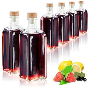 com-four&reg; 6x bouteilles en verre 500 ml avec bouchons - bouteilles vides avec bouchons en li&egrave;ge - r&eacute;cipients en verre &agrave; remplir de liquides tels que l'huile (carr&eacute; - 500ml) (COM-FOUR  Vertriebs GmbH, neuf)