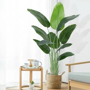 Keeplush Plante Artificielle Oiseau de Paradis 150 cm Haute, Grande Plante Artificielle Interieur, Bananier Artificiel avec 10 Feuilles, Arbre Artificiel Intérieur ou Extérieur Salon Bureau Jardin Dec (Lush Style, neuf)