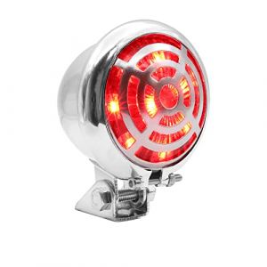 Biqing Feu Arrière de Moto Rond,12V Feu de Freinage de Moto Rouge Stop Motos avec Grille argentée (jose201606, neuf)