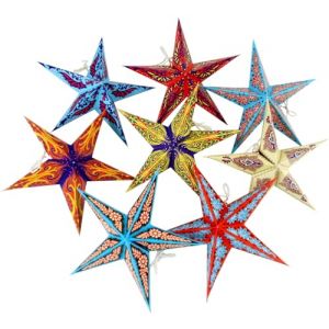 GURU SHOP 8 Pcs. Cha&icirc;ne Lumineuse &eacute;toile, &eacute;toile en Papier 20 cm Set, Pliable - Multicolore, &Eacute;toiles en Papier 15 cm Lumi&egrave;res de F&eacute;es (Guru Shop, neuf)