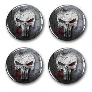 Finest Folia Lot de 4 Autocollants en Gel pour Cache-moyeux, 60 mm de diam&egrave;tre, pour Jantes embl&egrave;me Doming pour Voiture, Accessoires de Tuning de Voiture, DM007 (n&deg; 13 Punisher Grey) (Finest-Folia, neuf)